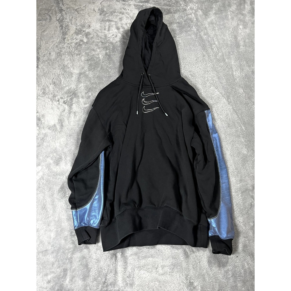 Nike Womens XSmall Oversized Fleece Graphic Hoodie Sweater DD5133-010 Black